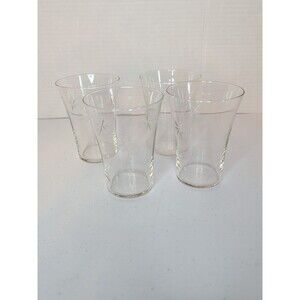 Antique MCM Fostoria Sunburst Pattern Flat Tumblers 8 oz Set of 4